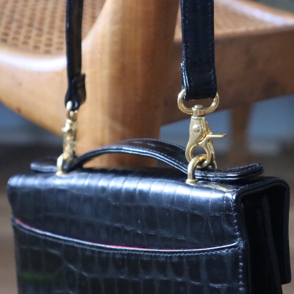 Vintage Fred Hayman BH Patent Leather Satchel With Removable Strap - Picture 15 of 16